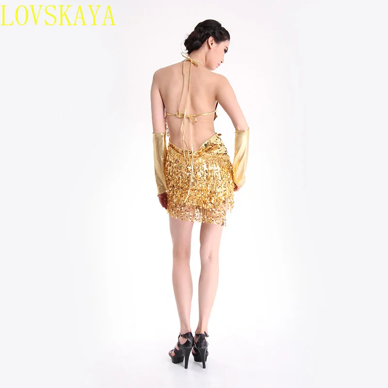 New 4-color Sexy Latin Dance Costume Performance Wearing Women's Sequin Tassel Skirt (no Hat, No Stick)