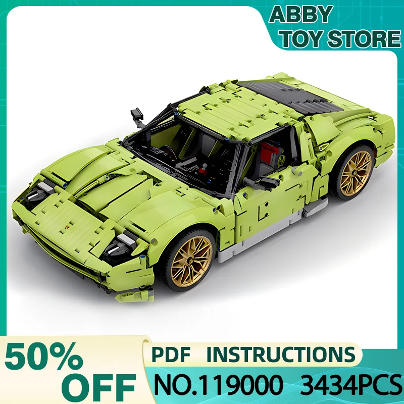 MOC-119000 Technical Green Super Sports Car I8 Compatible 42115 Buidling Blocks Bricks Educational Puzzle Toys Christmas Gifts