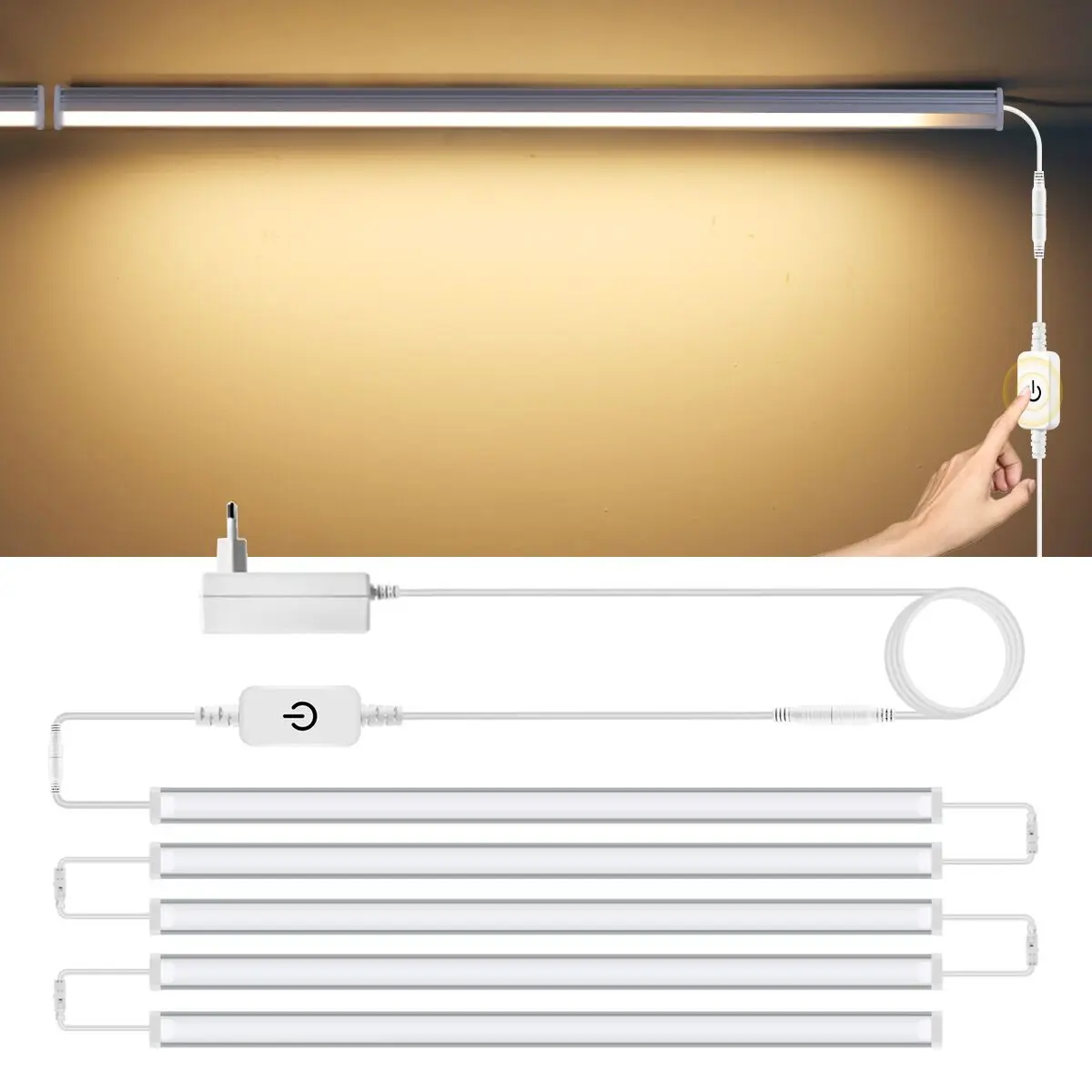 

Touch Sensor LED Under Cabinet Light 12V Aluminium LED Light Bar Tube With Dimmer Switch DIY Kitchet Closet Showcase Lighting