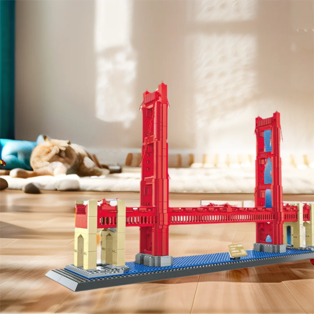 

Construction Building Block Model Sets Bricks Creative United States Golden Gate Bridge Modern Architecture Toys Collection