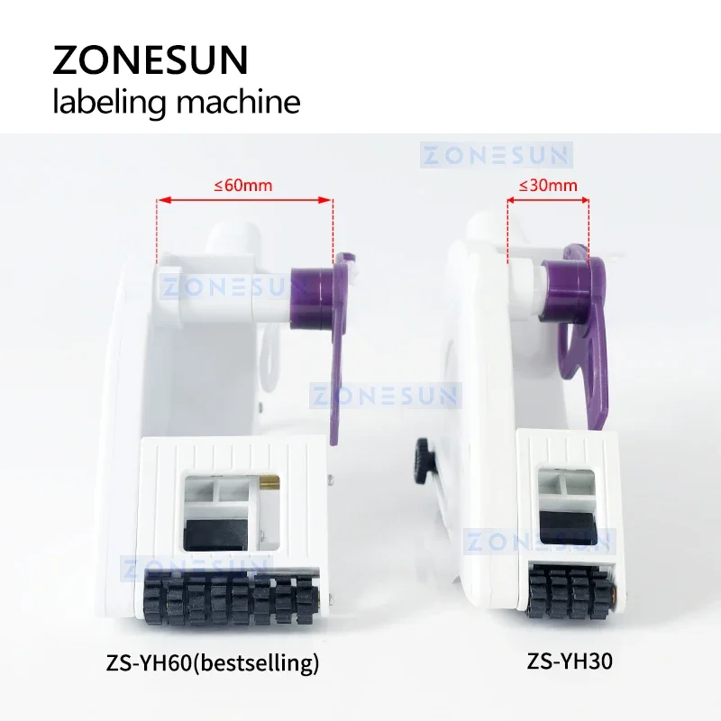 ZONESUN  Semi-automatic Round Bottle Adhesive Sticker  Manual Labeling Machine Price Tag Labeller Flat Labeller