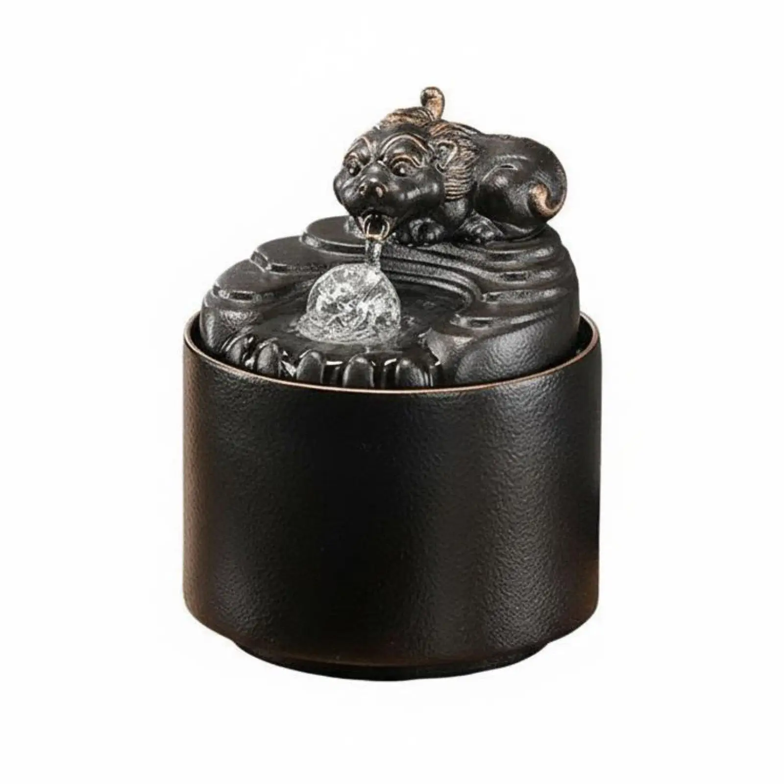 Ceramic Mythical Lion Water Feature Wealth Attracting Desktop Meditative Water Feature Elegant Design Small Circulating Ornament