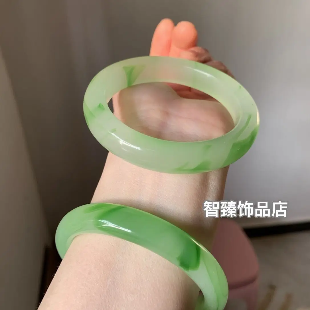 

Jade Bracelet Natural Material Ice Jade Bangle Women Jewelry Light Green Fashion bangle Lucky Stone crafts Gift for Mother