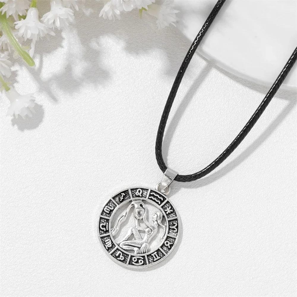 12 Horoskop Naszyjnik Dla Kobiet Mężczyzn Srebrny Kolor Baran Lew 12 Konstelacji Znak Zodiaku Naszyjniki Choker Prezent Świąteczny — zdjęcie 3