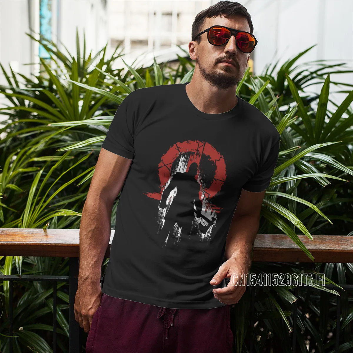 Kratos Silhouette God Of War Game T Shirt Vintage Male Grunge Big Size O Neck Tee Shirt Big Sales Harajuku Men\'s Tops