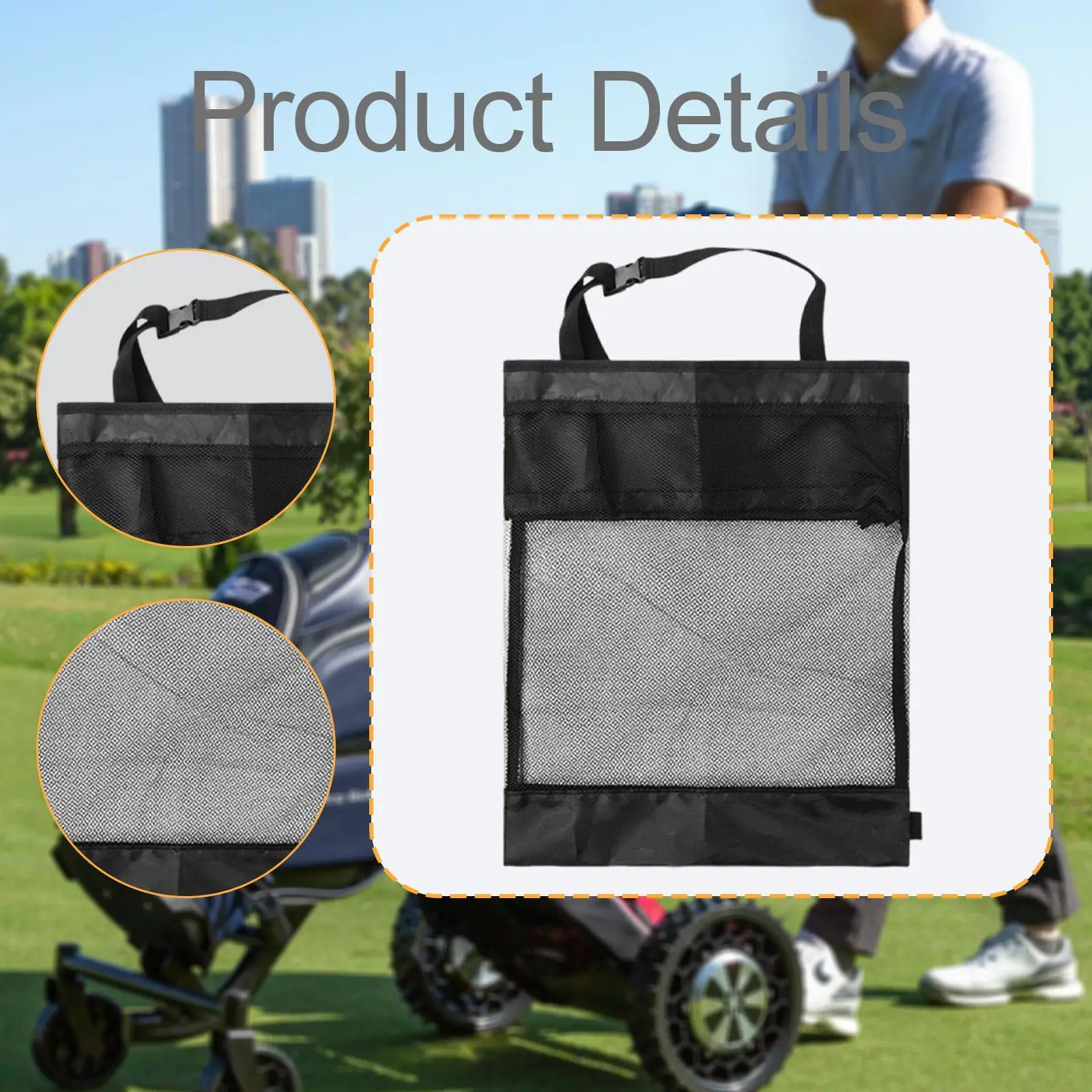 

Golf Push Cart Storage Bag Mesh Organizer Golf Club Headcovers Women Men Playing Picnic Golf Balls Shoes Portable Equipment