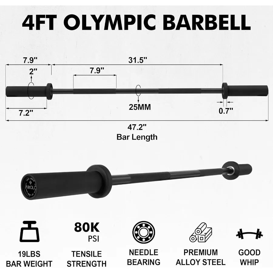 47-Inch Olympic-Style Curl Bar with Knurled Grip for Biceps and Triceps Training Multi-Angle Wrist-Friendly Design Supports Up