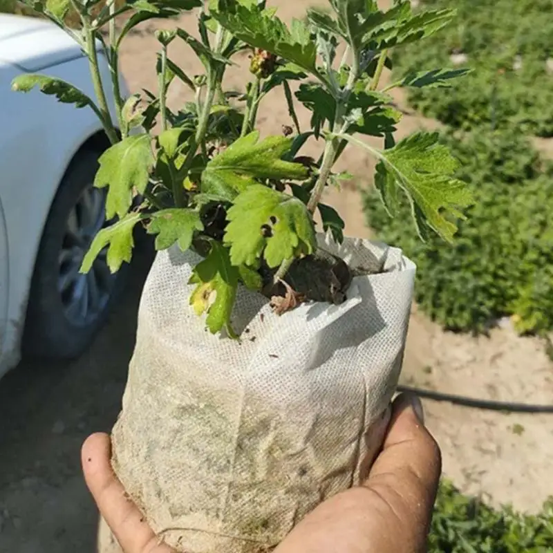 100Pcs Nursing Growing Bags Fabric Seedling Pots Nonwoven Starting C5AD