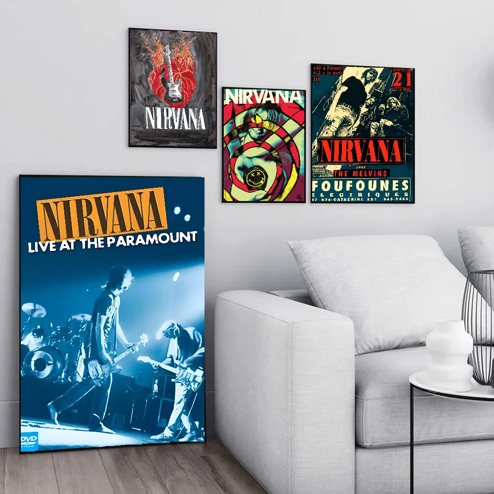 A-N-Nirvana-Rock Band Poster Paper Print Home Living Room Bedroom Entrance Bar Cafe Art Painting Decoration