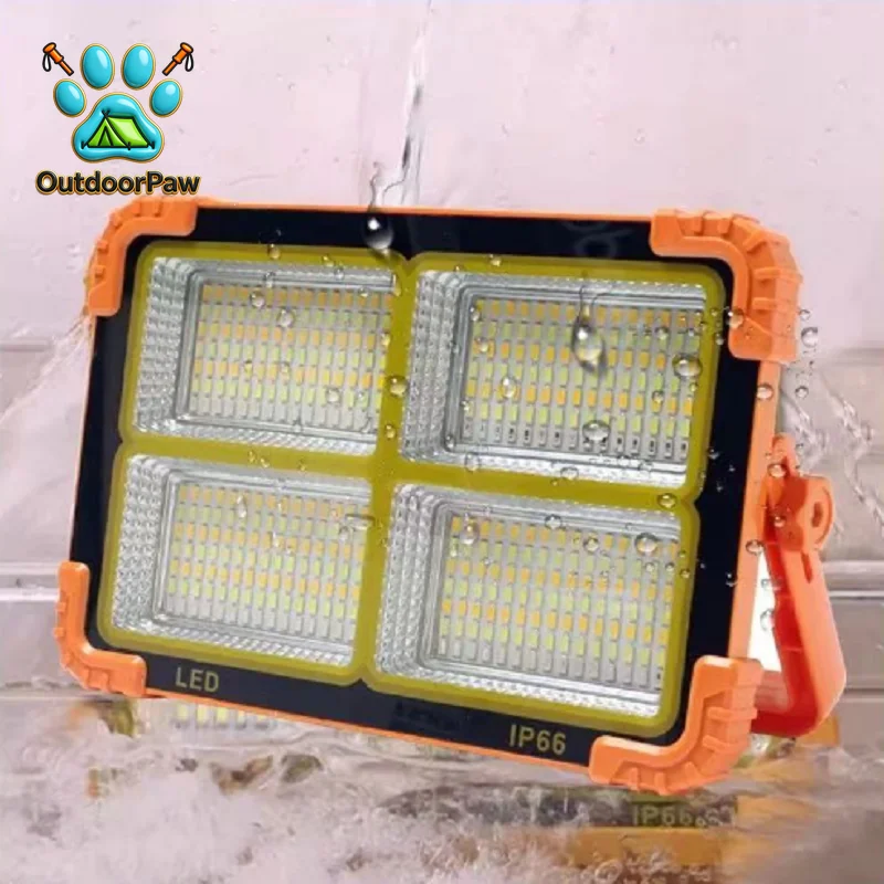 2000watt orange Portable Camping Tent Lamp USB Rechargeable LED Solar Flood Light Outdoor waterproof Work Repair Lighting