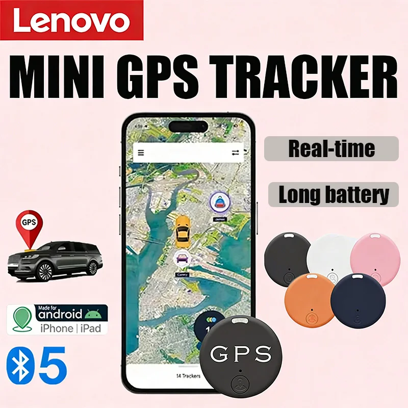 

GPS-трекер Lenovo с Bluetooth 5.4, умное устройство для предотвращения потери, напоминание о необходимости использования, для отслеживания домашних животных, детей, сумок, кошельков, совместимое с iOS и Android.