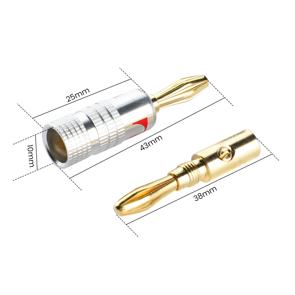AIYIMA Banana Plugs8 pcs 24K مطلية بالذهب النحاس 4MM فانوس نوع الرأس موصلات لمكبر الصوت ومكبرات الصوت وجهاز الاستقبال