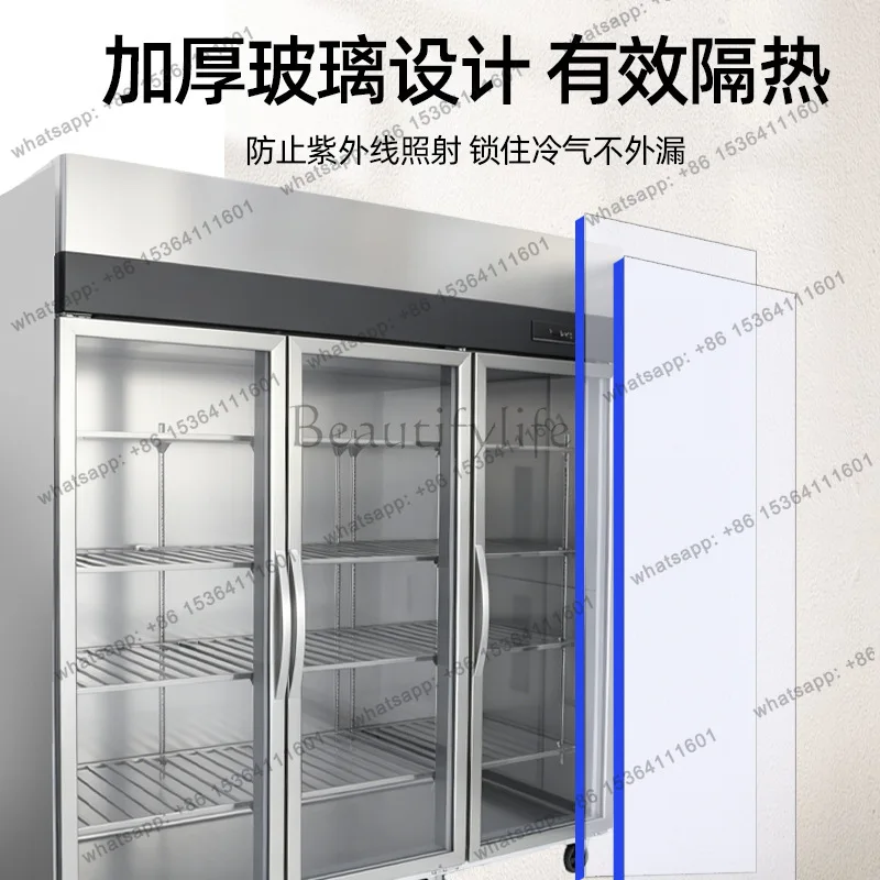 LS Refrigerated Display Cabinet Catering Back Kitchen Large Capacity Glass Door Beverage Display Freezer