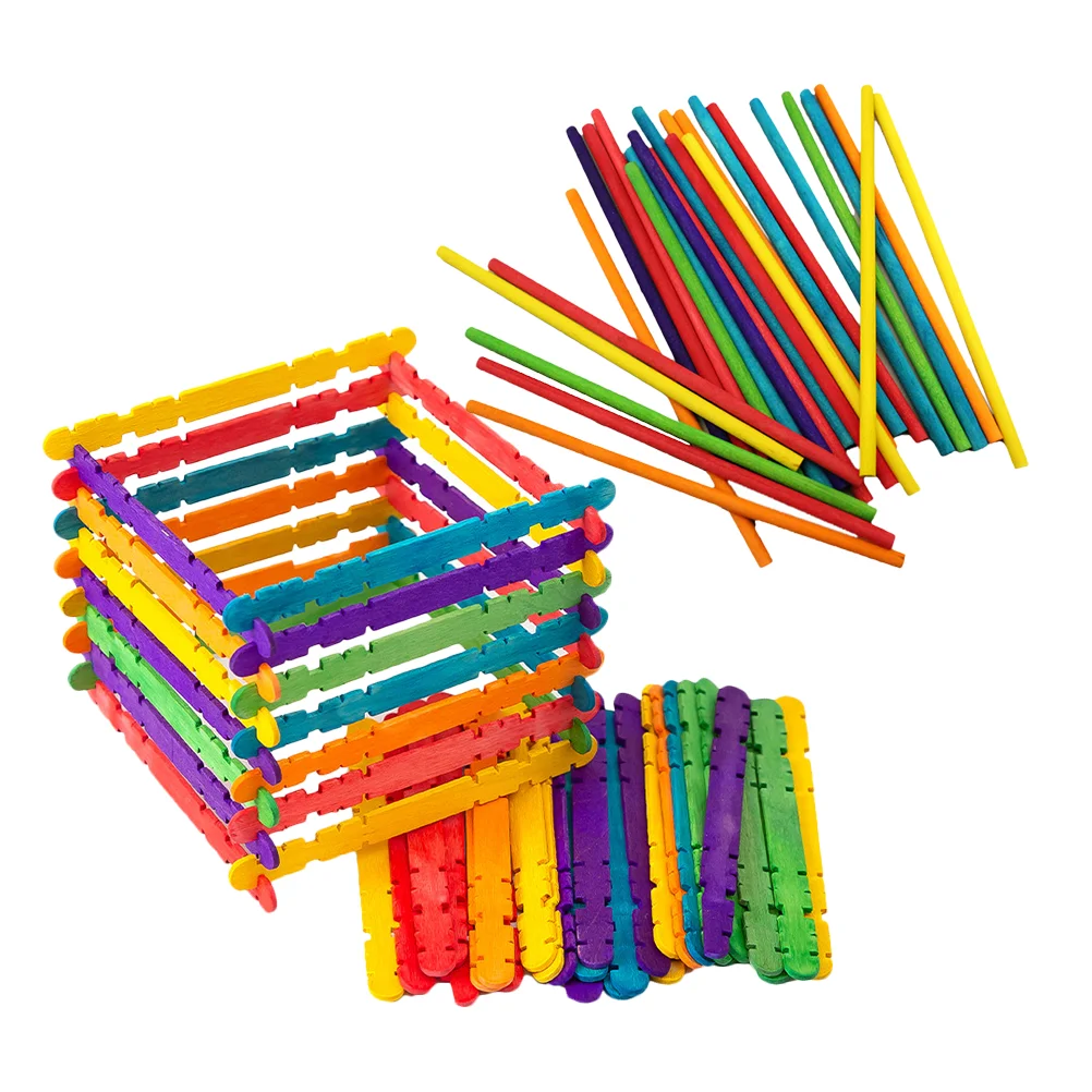 

80 Pcs Colorful Wooden Sticks Mini Popsicle Ice Cream Bulk Craft Colored Waxing