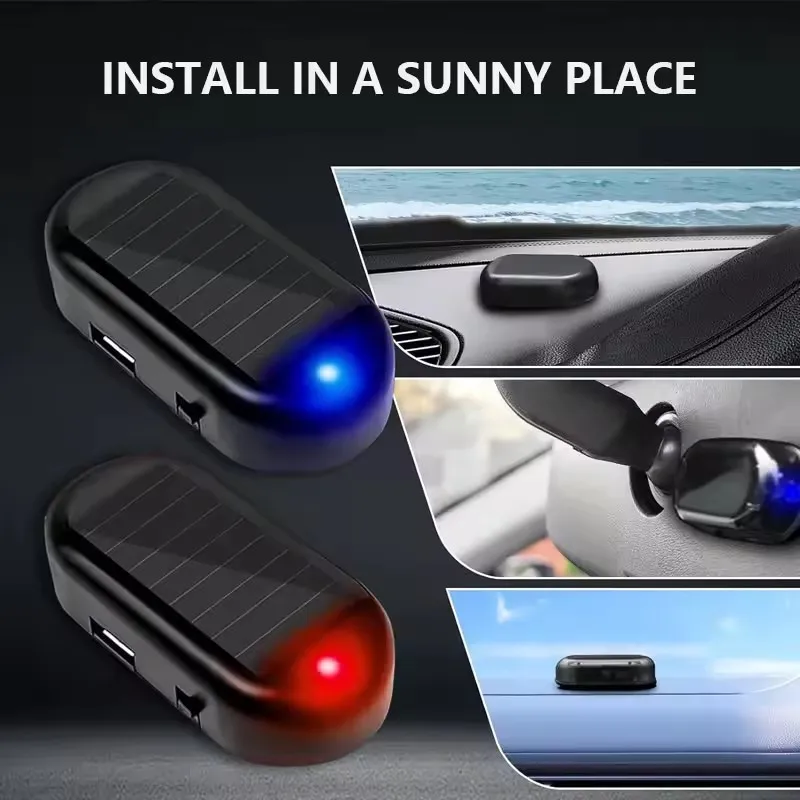 

1/2Pcs Car Fake Security Light Solar Powered Simulated Dummy Alarm Wireless Warning Lamp LED Flashing Anti Theft Caution Lamp