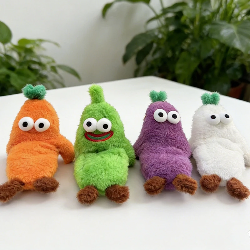 Kawaii Cartoon Vegetable Plush Toy Flexible Twisting Stand Soft Stuffed Radish Eggplant Cucumber Carrot Doll Gift Boy Girls Kids