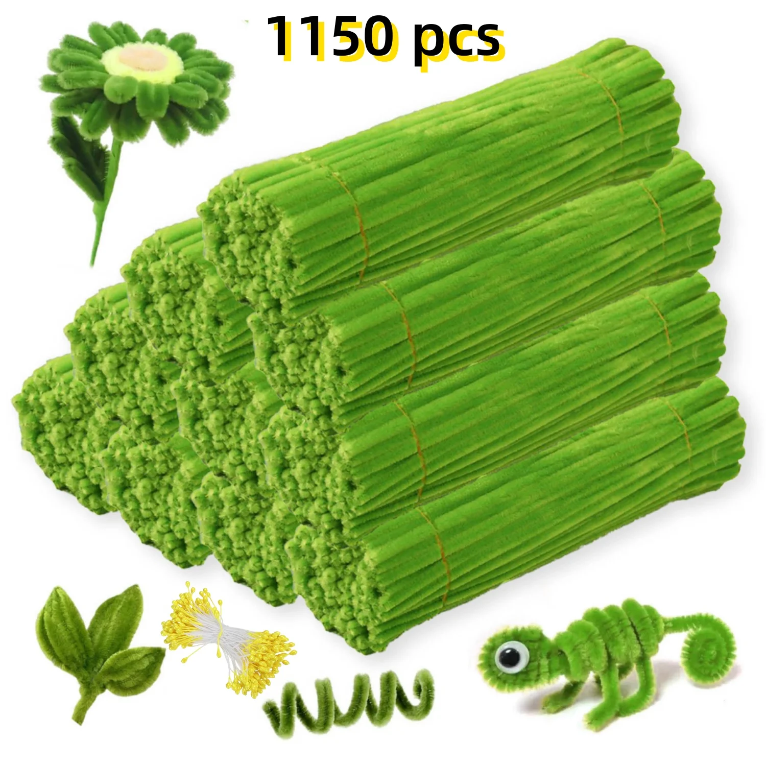 1000 Twisty Sticks + 150 Flower Centers + Video Tutorial ——1150-Piece Deluxe Chenille Stem Craft Set｜Large Capacity DIY Combo Pack, Suitable for Making Flowers and Various Creative Crafts, Ideal for Parties and Craft A