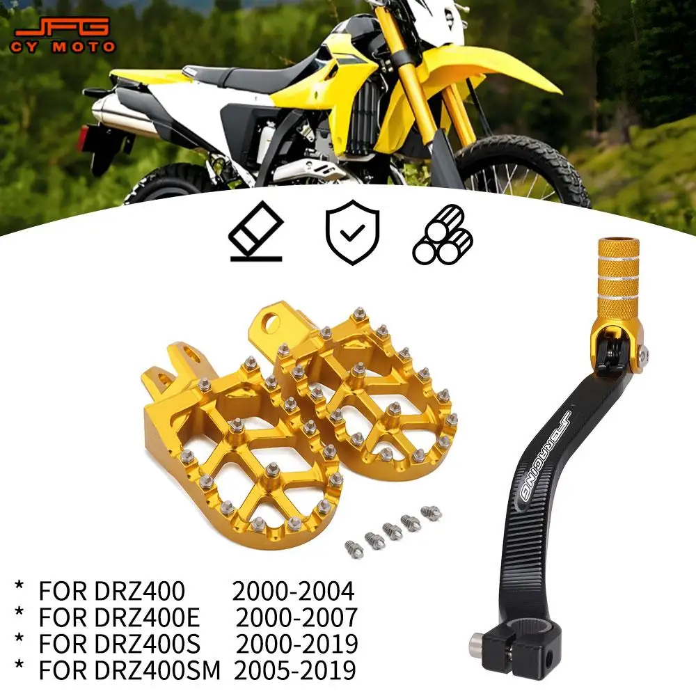 Para suzuki rm125 rm250 rm250z rmx250 drz 400 400e 400s 400sm motocicleta cnc apoio para os pés footpeg e alavanca de mudança de engrenagem