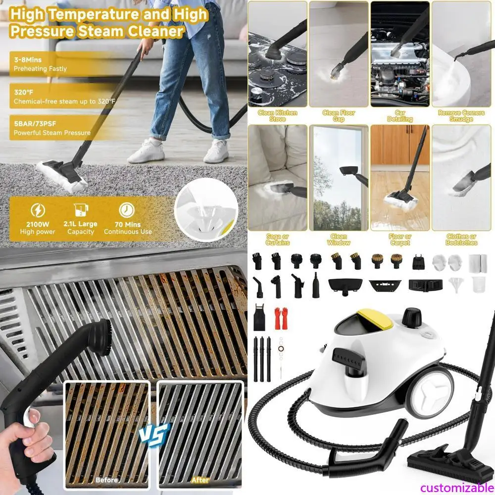 

Универсальный портативный пароочиститель с 27 насадками, быстрое 3-минутное нагревание для пола и многого другого