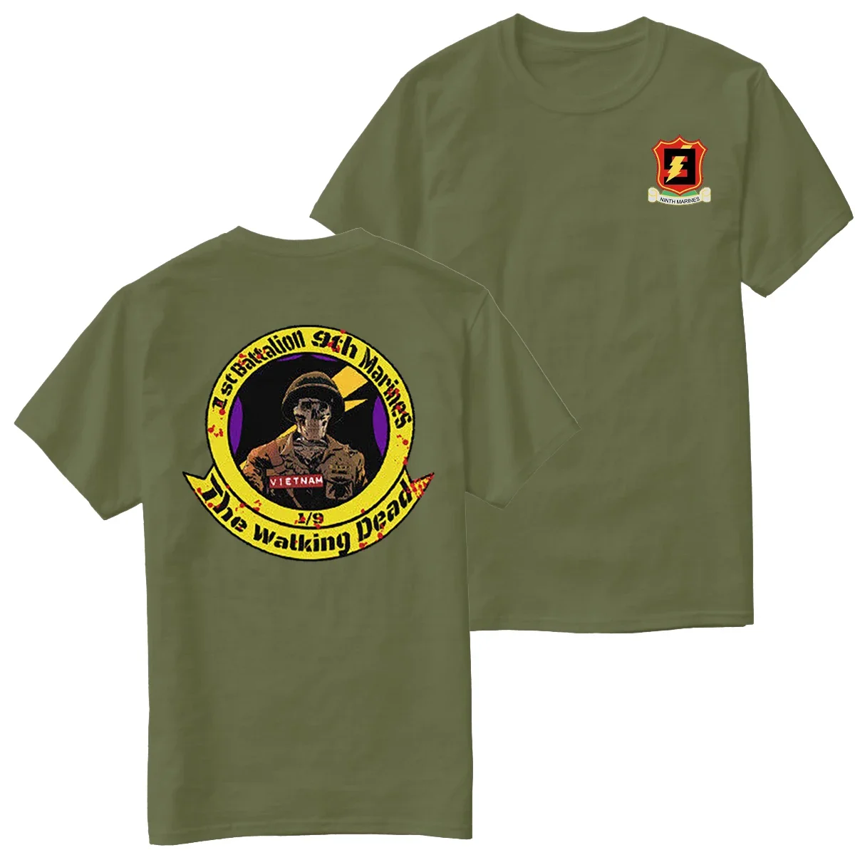 US Marine Corps 1st Battalion 9th Marines Regiment T-Shirt 100% Cotton O-Neck Short Sleeve Summer Casual Mens T-shirt Size S-3XL