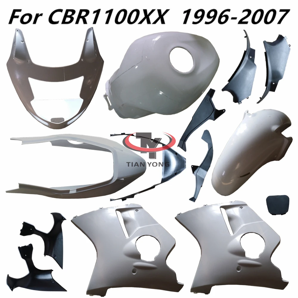 For CBR1100XX 1996-2007 CBR1100 CBR 1100 XX 96-07 Motorcycle Unpainted Bodywork Fairing Components ABS Injection Plastic parts