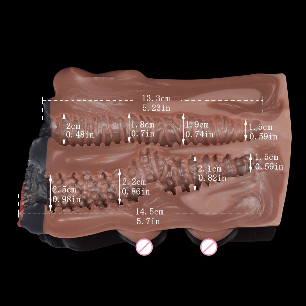 GEEBA 2305 Realistico Animale Mucca Masturbatore Maschile Doppio Canale Tasca In Silicone Figa Stroker Per Gli Uomini Giocattolo Del Sesso Per Adulti Forniture Per Adulti