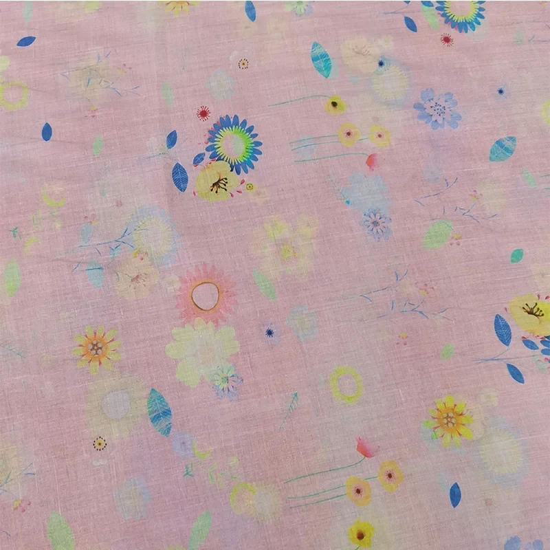 

High Quality Summer Chinese Style Fabric for Sewing Robe Dress Abaya DIY Tissu Natural Patterns Linen Green Ramie Lion Thin Pure