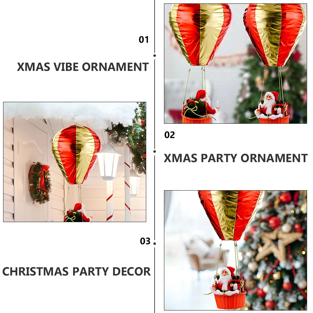 

1pc Christmas Decoration Santa Hot Air Balloon Hanging Ceiling Ornament For Home Party Xmas Scene Layout Decor Festive Xmas