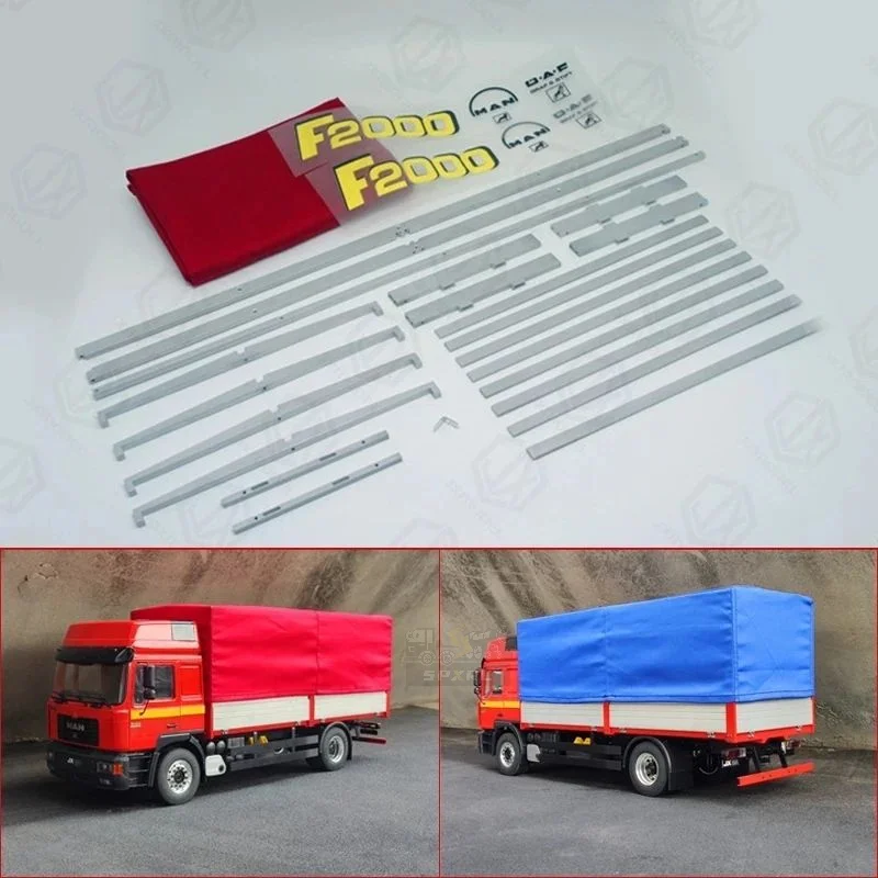 Metal Fence Cart Full Trailer Tarpaulin All Aluminium Upgrade Kit 1/14 For Tamiya RC Truck Tipper MAN F2000 Car Diy Parts