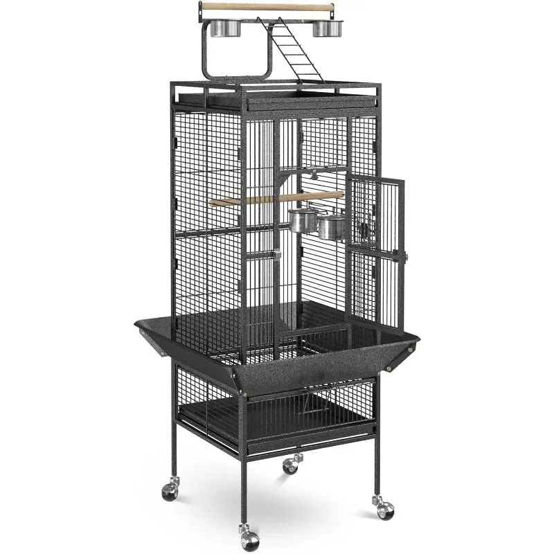 61-inch 2in1 Large Bird Cage with Rolling Stand Playtop Parrot Chinchilla Finch Cage Macaw Conure Cockatiel Cockatoo Pet House