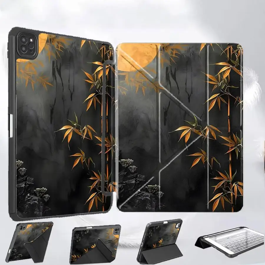 

Чехол-подставка для планшета с узором «Бамбуковый лес» для iPad Mini 6, 7, Air 4, 5, M3, M2, M4, 11 дюймов Pro, 11-го, 10-го, 9-го, 8-го, 7-го поколений, 12.9 дюймов Pro