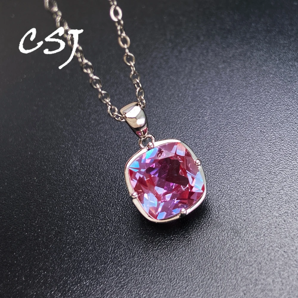 Elegant Lab Grown Alexandrite Pendant 925 Silver Cushion 10mm 4ct  Fine Jewelry for Women Party Wedding Birthday Gift