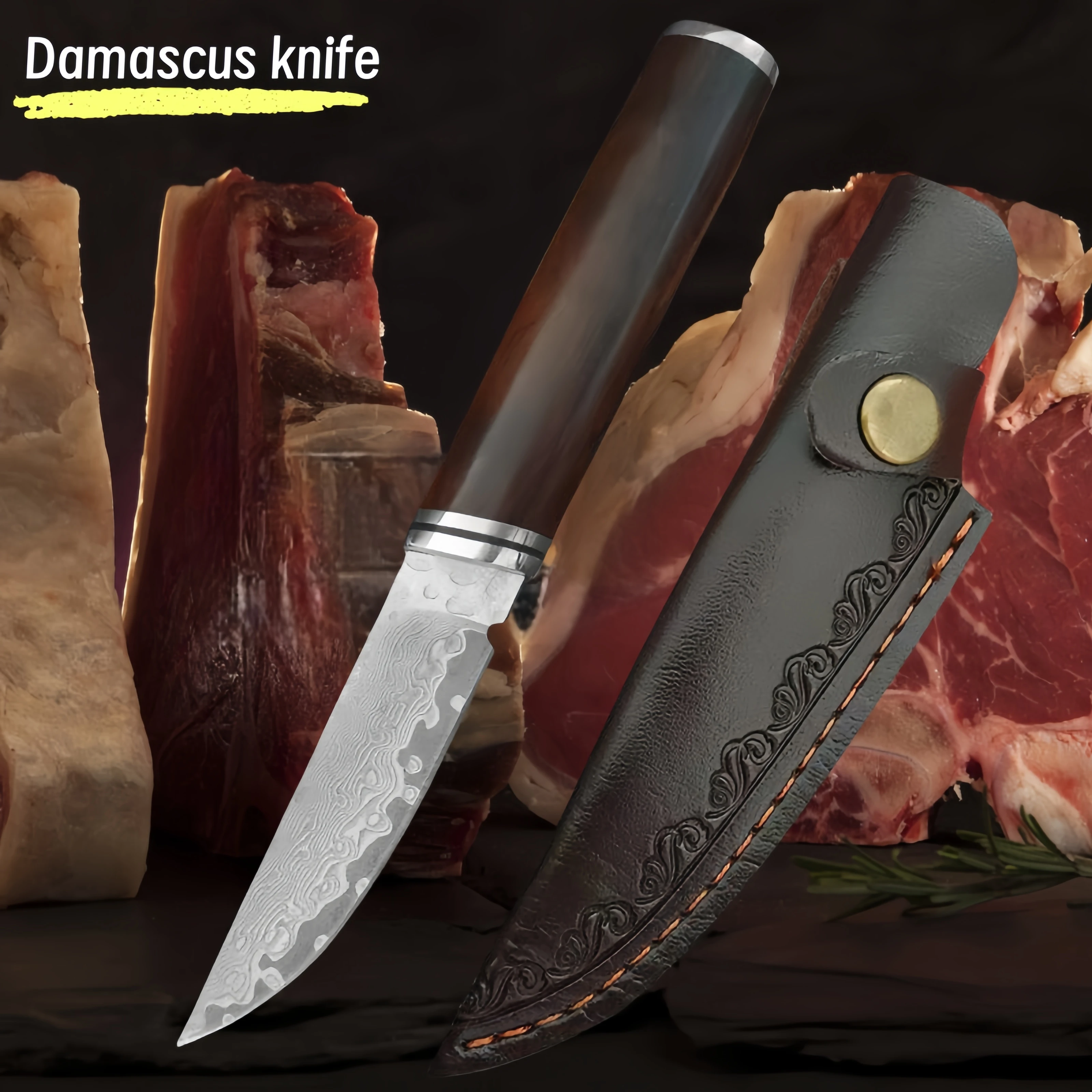 Cuchillo Universal de acero damasco de 67 capas de 5 pulgadas con mango de madera colorido, cuchillo para fruta con patrón ondulado, cuchillo para pelar