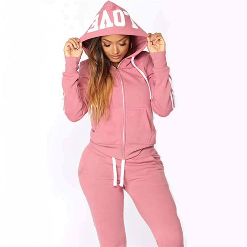 Spring Autumn Women's Striped Sportswear Casual Long Sleeved Fashion Ladies Zippered Hoodie and Pants Two-Piece Set Outfits