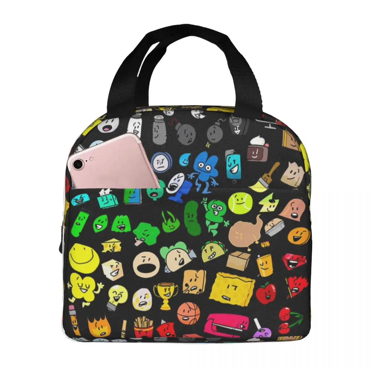 classico-bfdi-insanidade-animada-todos-os-personagens-lancheiras-isoladas-bento-caixa-almoco-tote-sacos-de-piquenique-saco-termico-mulher-estudante