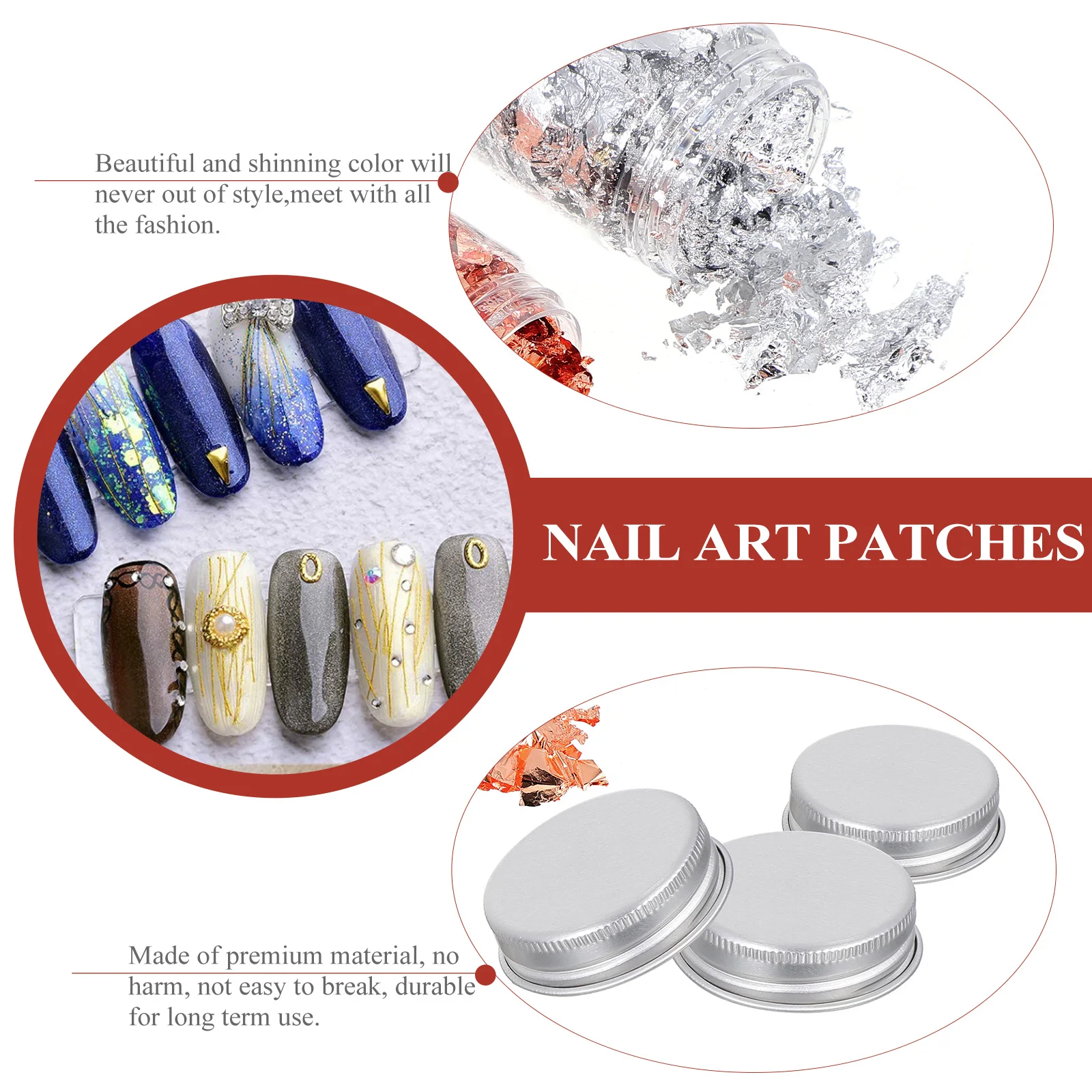 

Gold Foil Paper Shreds 3 Bottles Sequin Nail Glitter Flash Gilding Flakes Art Supplies DIY Studs Glittering Flakes Patches Nail