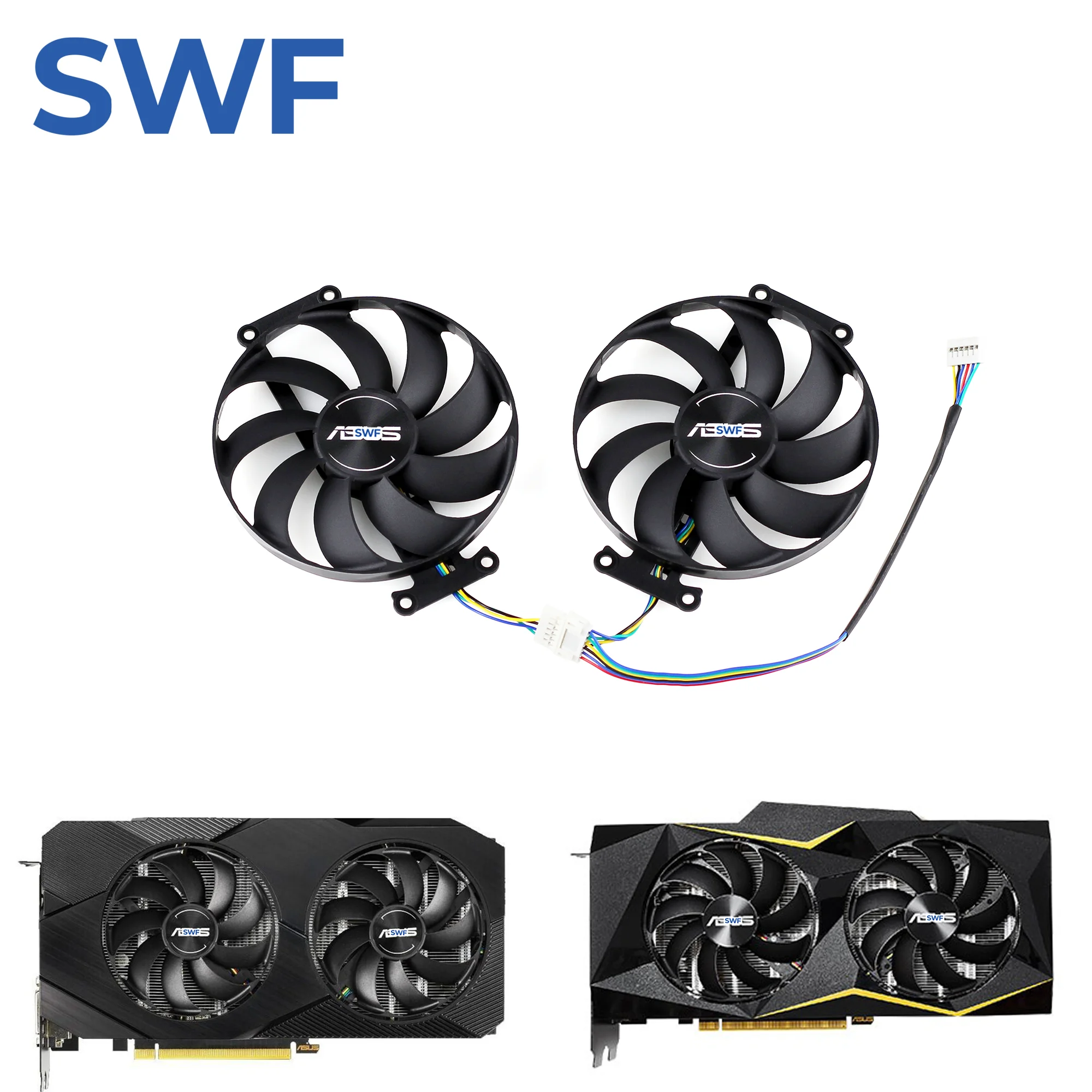 

T129215SU Cooling Fan For ASUS GTX 1660 Ti RTX 2070 Dual EVO OC Graphics Card Cooler Fan FDC10H12S9-C