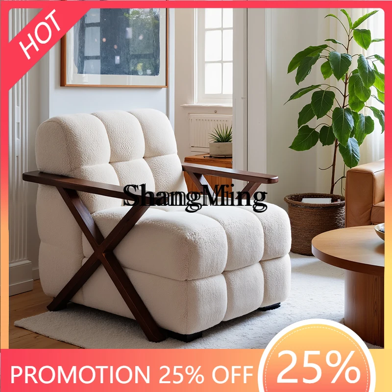 

CL marshmallow sofa chair retro casual solid wood sugar cube single chair