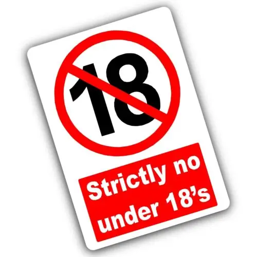 Metal Strictly No Under 18's Aluminium Tin Sign Door Notice Pub Club Bar White