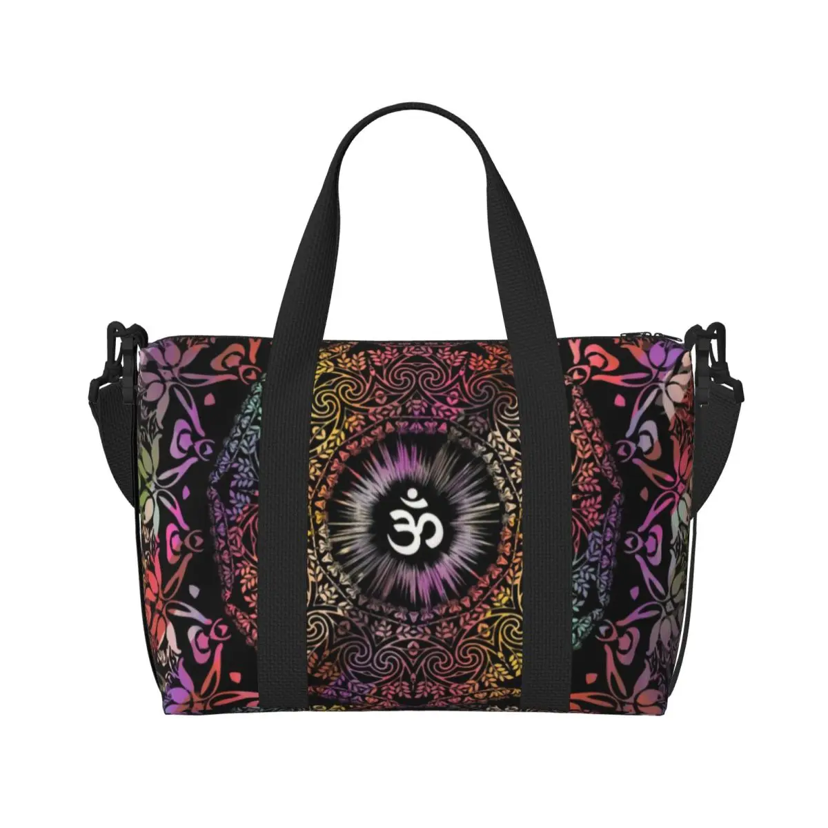 Custom Mandala Om Buddhism Aum Beach Tote Bag Women Extra Large Gym Carry On Zen Yoga Meditation Travel Shopping Bags