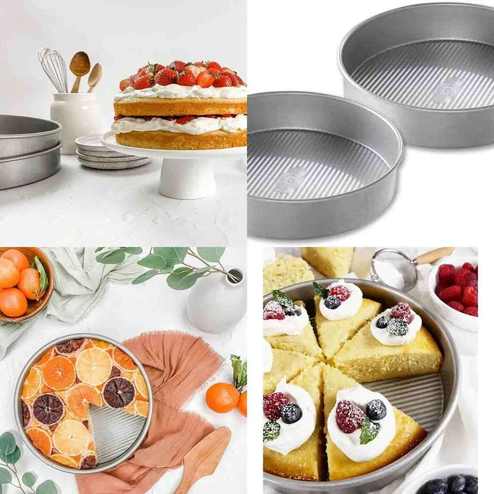 

9-дюймовые круглые быстросъемные формы для тортов с антипригарным покрытием, набор из 2 шт., сделано в США, алюминизированная сталь