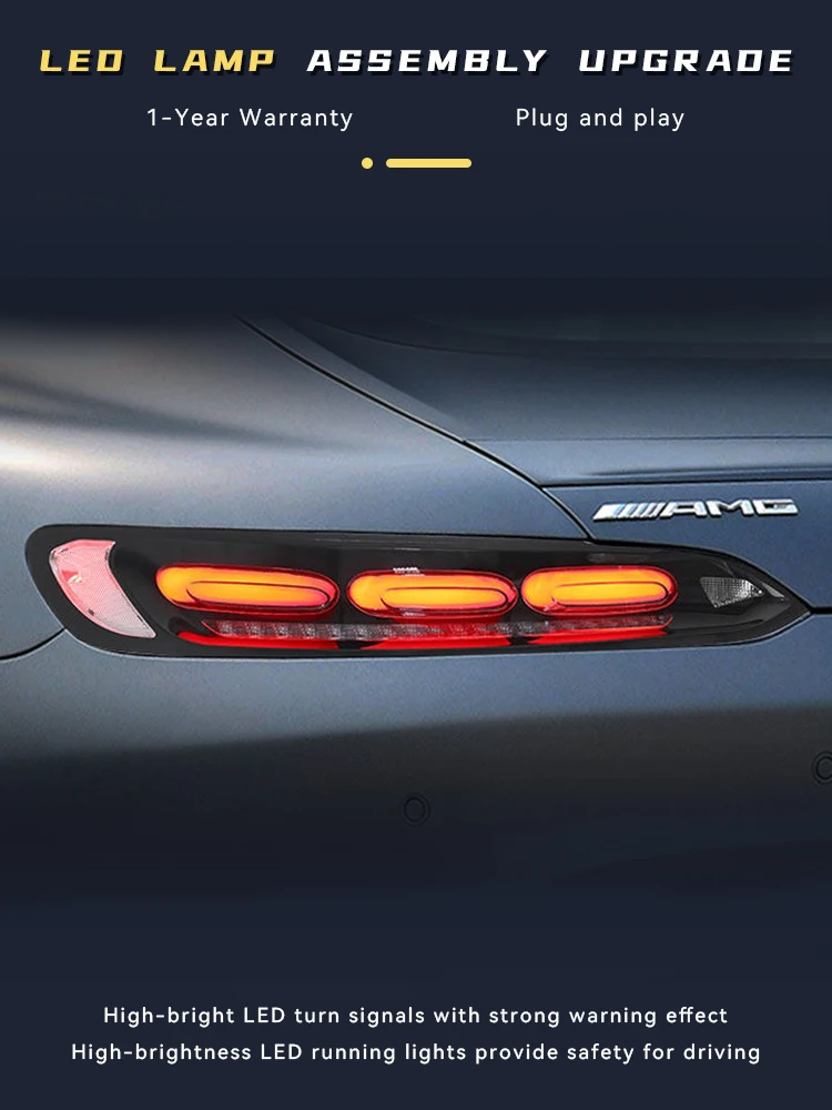 

Задние фонари для Mercedes-Benz AMG-GT 2015-2018: Модифицированные задние фонари DRL, автомобильные аксессуары, светодиодные лампы, автоматический стоп-сигнал в сборе