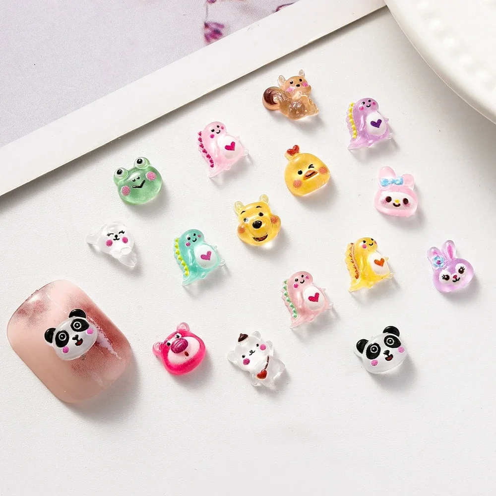 50 pcs Mini Disney series cartoon dinosaurs, rabbits, pandas Nail DIY ornamen perhiasan membuat manikur aksesori dekorasi