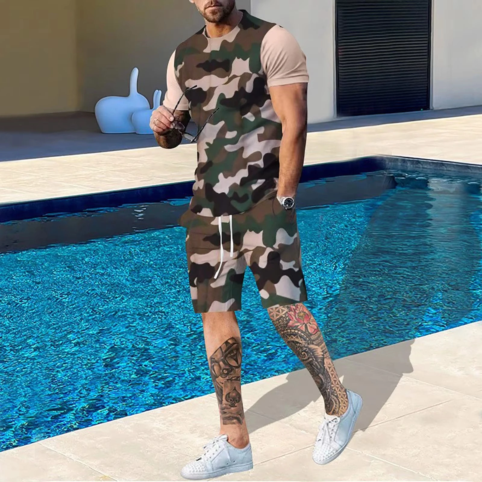 

Summer Men Tracksuit Men T shirt Set 3D Print Camouflage Kid Tracksuit Suit Outdoor Women Oversized Casual Shorts 2PCS Outfits
