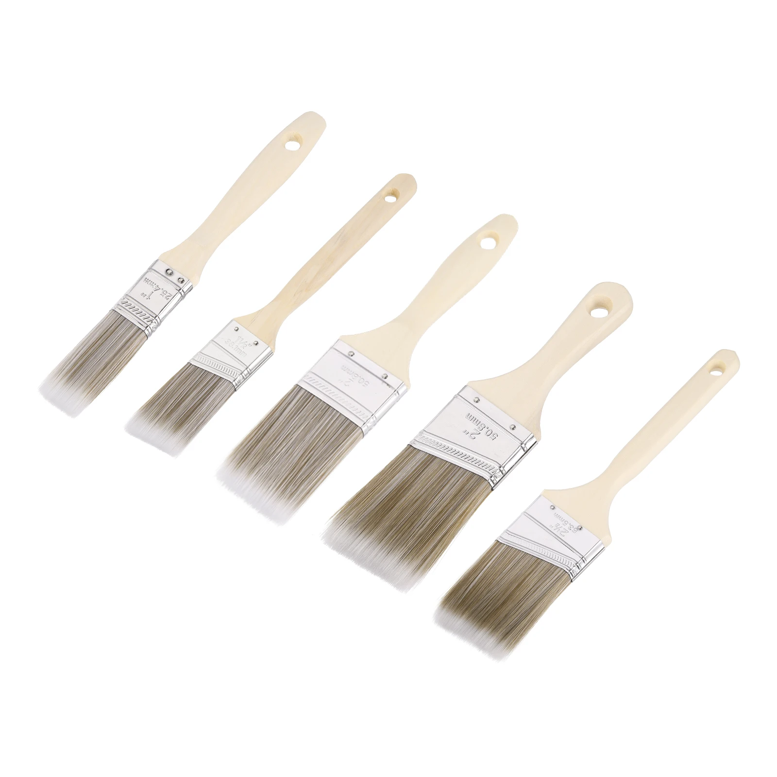 5-12Pcs Paint Brush Flat/Angle Brush PET Synthetic Bristle with Wood Handle No Chip Paintbrush Painting Tool for Latex Oil Paint