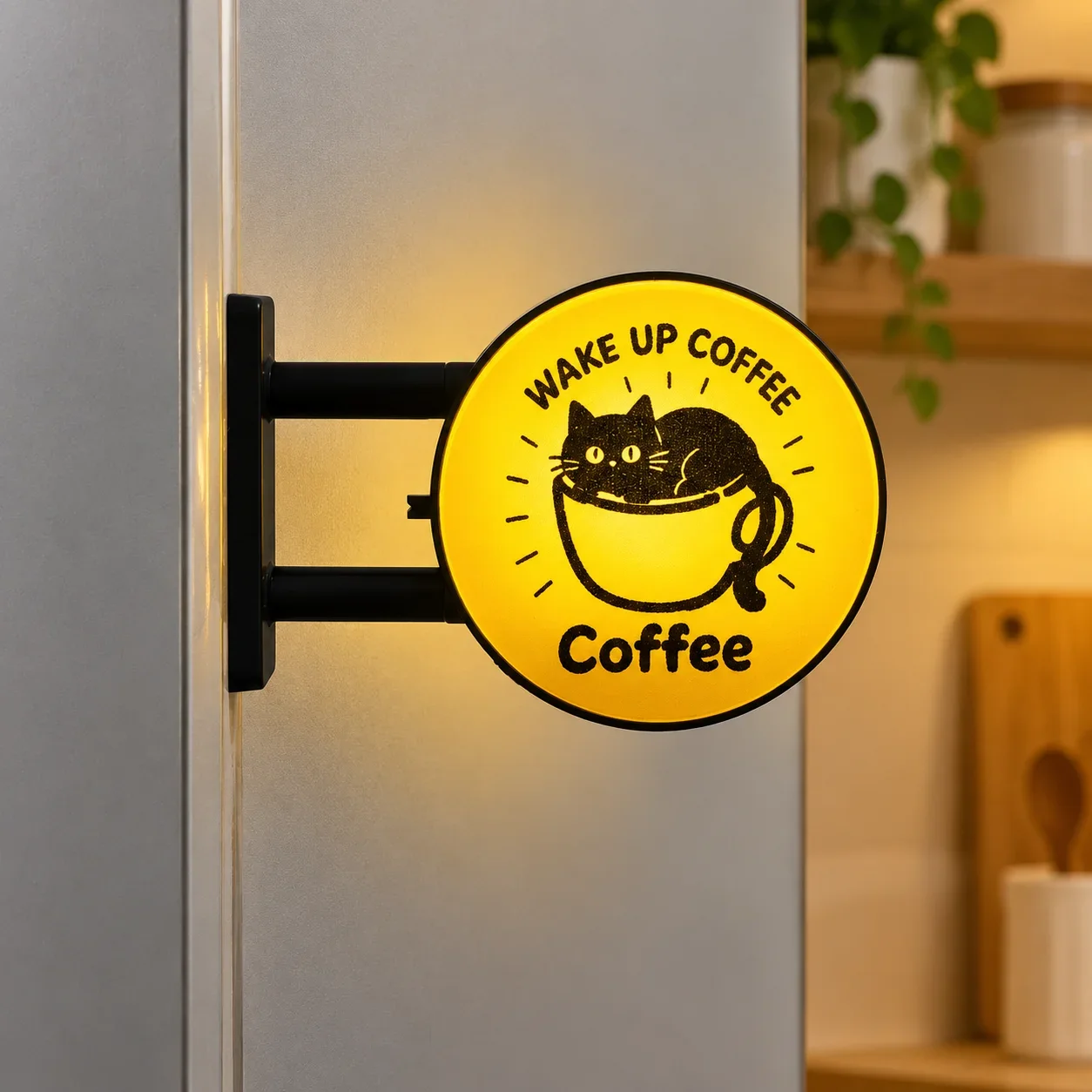 Cat Coffee Light Up Refrigerator Magnet Magnetic Mini Light Box Sign Decorative Night Light For Coffee Machine