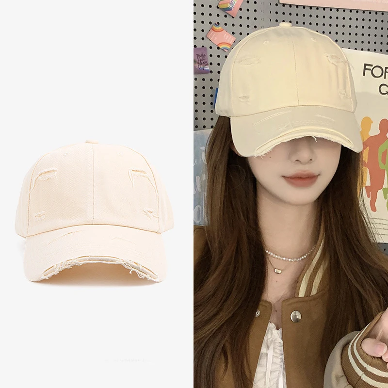 Men's and women's new spring and summer hip-hop versatile soft top curved eave retro personality distressed hole duckbill hat - view 3