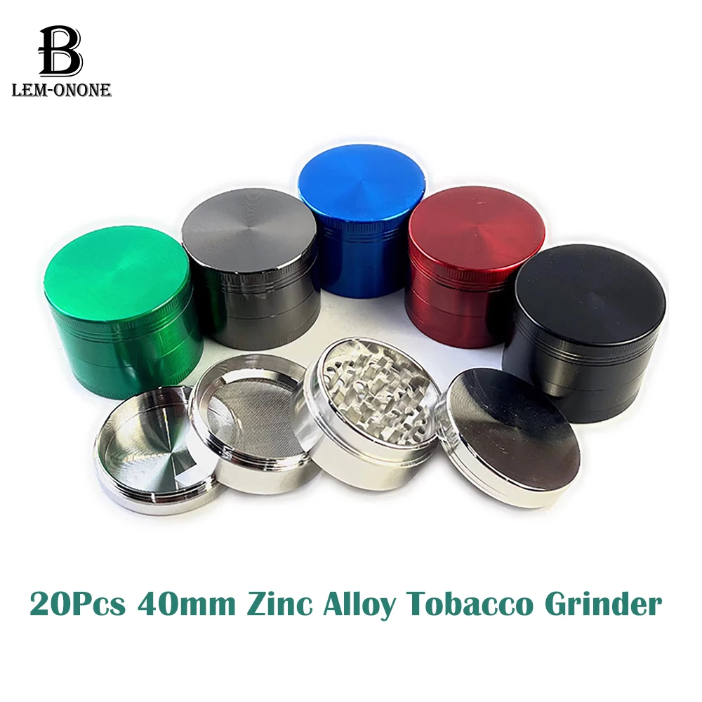 20Pcs, 40mm, Mini Tobacco Crusher, Herb Mills, Zinc Alloy, Spice Grinders with Sharp Razor Smoking Accessories for Smoker