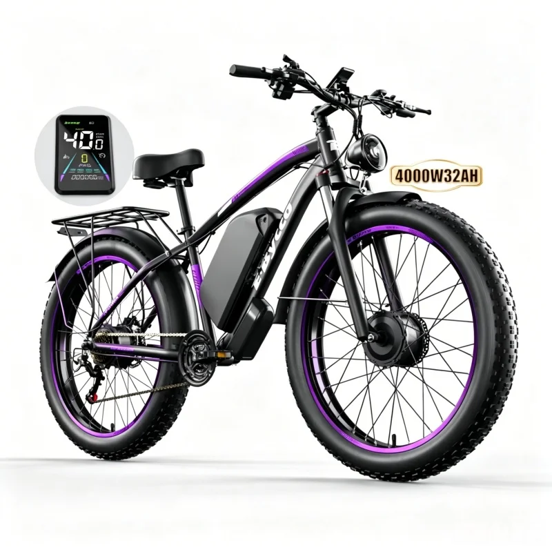 Electric Bicycle Hydraulic Brake 4000W Motor 52V32AH Battery 26inch Tire 65km/h Suspended Soft-Tail Frame mountain Electric Bike