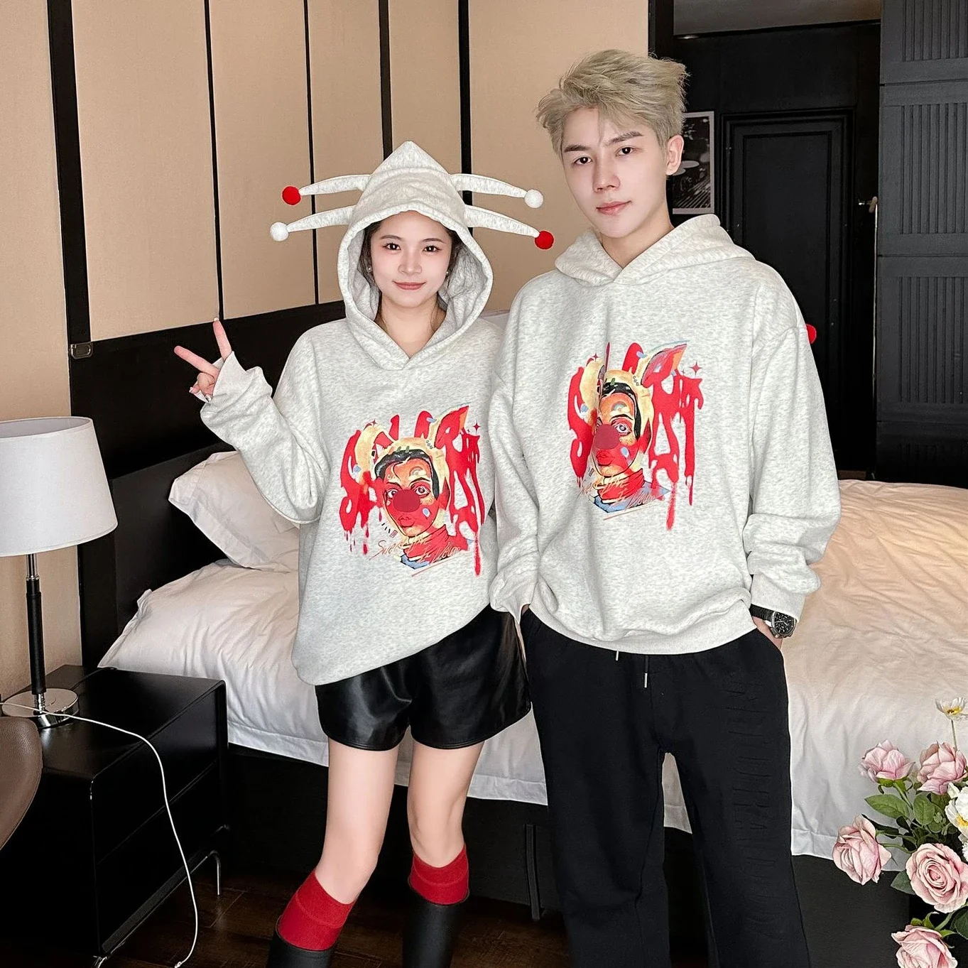 Winter Family Matching Hoodie Korean Fashion Dad and Daughter Son Warm Hooded Sweatshirts Mom and Children Clothes Baby Bodysuit